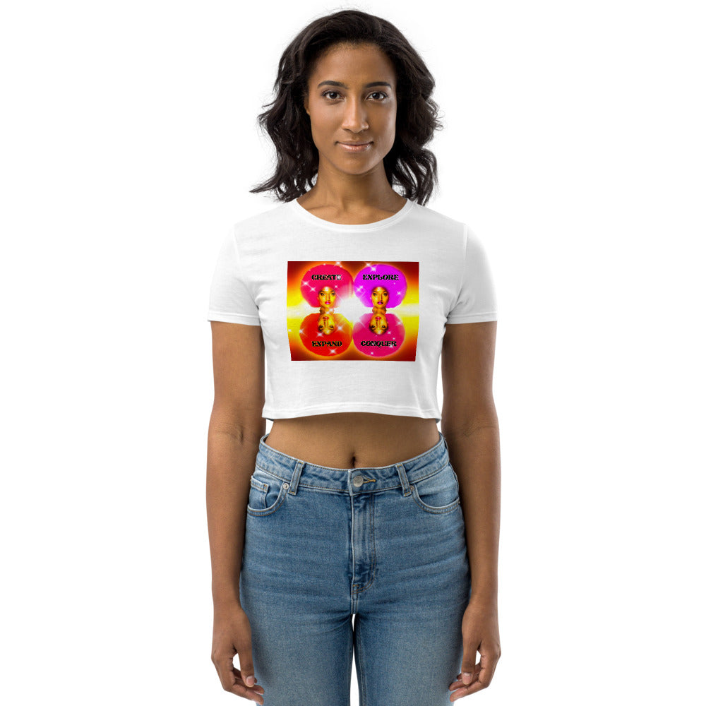 Create, Explore, Expand Conquer Organic Crop Top